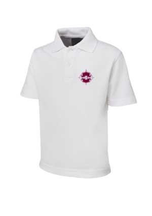 Our Lady Of The Rosary Short Sleeve Polo White