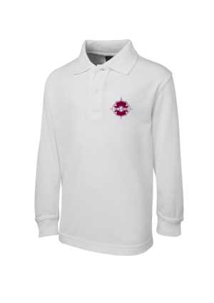 Our Lady Of The Rosary Long Sleeve Polo White